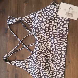 Zyia Black and White Leopard Light n Tight Strappy Bra